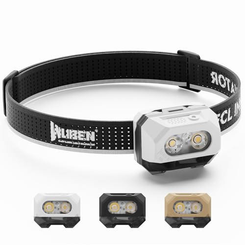 WUBEN H4 Stirnlampe LED Wiederaufladbar, 800 Lumen Stirnlampe, IP68 Wasserdichte Stirnlampen Bewegungssensor, Taschenlampe Kopflampe 10 Modi mit Rotli