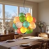 ziidoo Modern Colorful Glass Pendant Light，Globe Ice Crystal Pattern Lampshade Ceiling Artistic Clouds Chandelier Adjustable Hanging Light Fixtures for Bedroom Kitchen Island Living Dining Room Bar