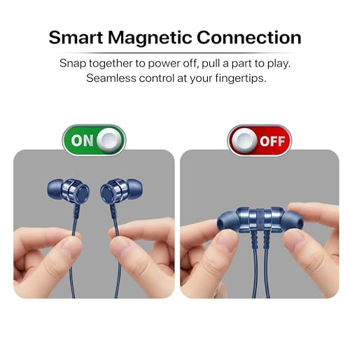 Image of TP TROOPS Wireless Bluetooth Neckband Earphones with 25H Playtime, Bluetooth v5.4, 10mm Bass Driver, Magnetic On /Off, IPX4, Dual Pairing, Voice Assistant, Type-C Fast Charging Bluetooth Neckband
