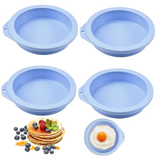 4Pcs Air Fryer Egg Mould, 4'' Air Fryer Round Silicone Fried Egg Ring Molds, Reusable Egg Ring Molds Non Stick Moulds Fryer Accessories for Fried Egg, Sandwiches, Cooking Baking