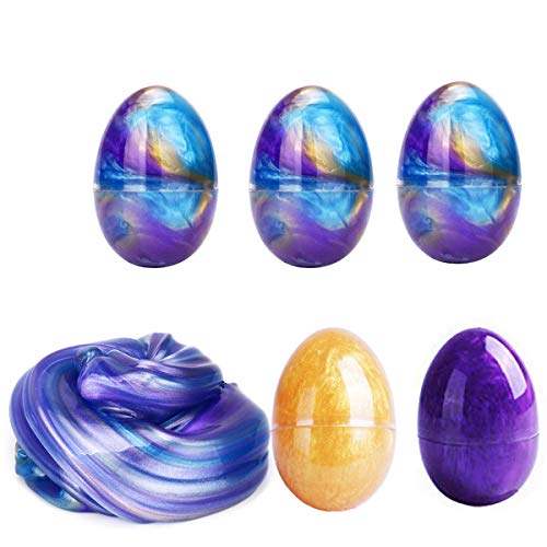LAWOHO Fluffy Slime Eggs 5 Pack Soft Non-Toxic Slime Putty Colour Clay Easter Egg Stress Relief Sludge Toys Easter Basket Stuffers Birthday Party Gift for Kids Adults