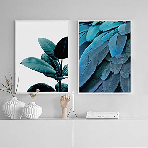 Toile plume bleue abstraite 50x70 cm lot de 2 affiches modernes sans cadre pour salon