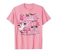 Celebrate October and support Breast Cancer Awareness with this cute ghost design! "In October We Wear Pink" combines Halloween fun with an important cause, making it the perfect tee for spooky season and spreading awareness. Ideal design for breast ...