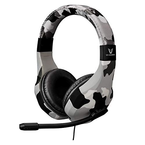 Volkano VX 6-in-1 Stereo Gaming Headphones with Built-in Omnidirectional Swivel Microphone Gaming, in-line Audio Controls, Lightweight and Adjustable Headband, Padded Earphones, [Camo] - Camo Series