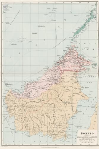 Borneo Map Journal: Vintage 1892 Map of Borneo Notebook (Blank Lined Journal, 6