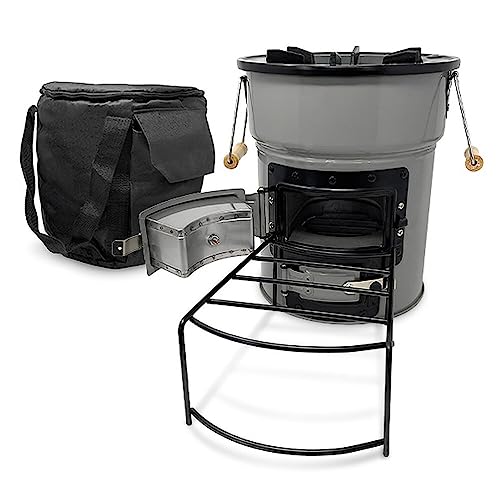 Raketenofen, Outdoor-Kocher für Camping und Grillen, Campingkocher, tragbar, effizient und umweltfreundlich, mit praktischer Tasche, Wärmequelle vor dem Zelt