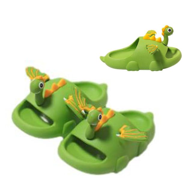 Dinosaur with Wing Children Slippers Cute Cartoon Beach Sandals for Kids Non Slip Boys Girls Summer Shoes(Little Kid 8.5-9.5(155mm), Green)