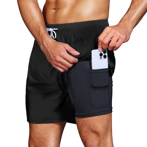 HMIYA Badehose Herren 2 in 1 Badeshorts Schwimmhose Schnelltrocknend Kurz...