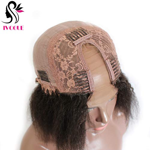 Kinky Straight Short Blunt Bob U Part Wigs Mongolian Virgin Human Hair U Opening Wigs with Combs or Clips for Black Women (12inch)