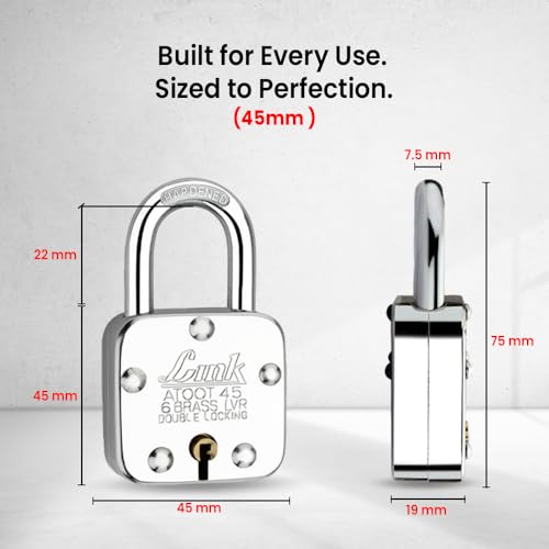Image of Link Atoot 45mm Padlocks 5Pcs Set | Double Locking | Steel Body | Hardened Shackle | 5 Brass Levers | Made in India | 3 Keys for Each Padlock