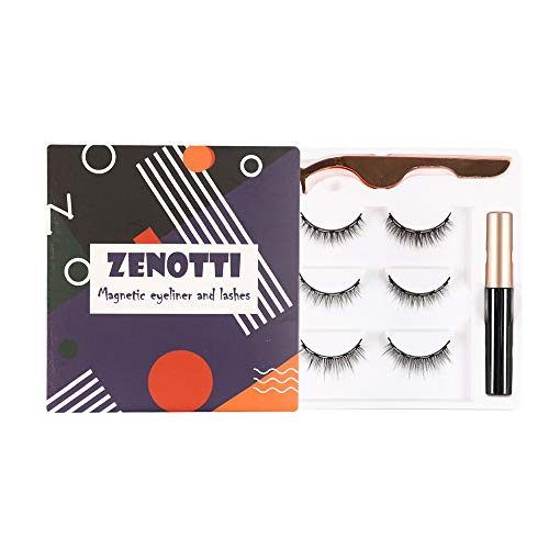 Magnetic Eyelashes and Magnetic Eyeliner Kit Natural Look Waterproof and Smudge Resistant No Glue Reusable Natural False Lashes
