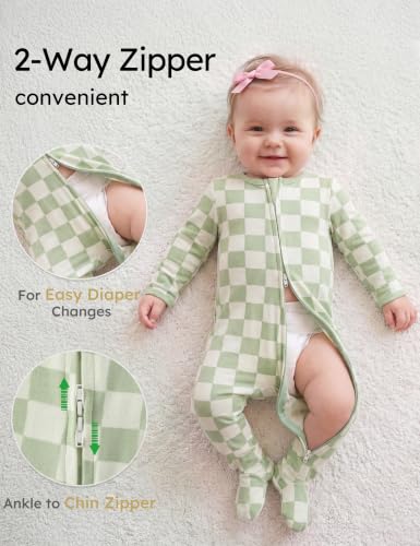 Image of Yoofoss Baby Pajamas 100% Organic Cotton Baby Sleepers for Newborn 0-3 3-6 6-9 Months Boys Girl Clothes 3pcs Footed PJs