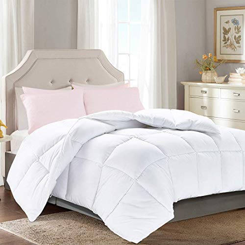 Brermer Soft Queen Goose Down Alternative Comforter, All Seasons Puffy Warm Duvet Insert with 8 Corner Tabs, Luxury Reversible Hotel Collection, 88
