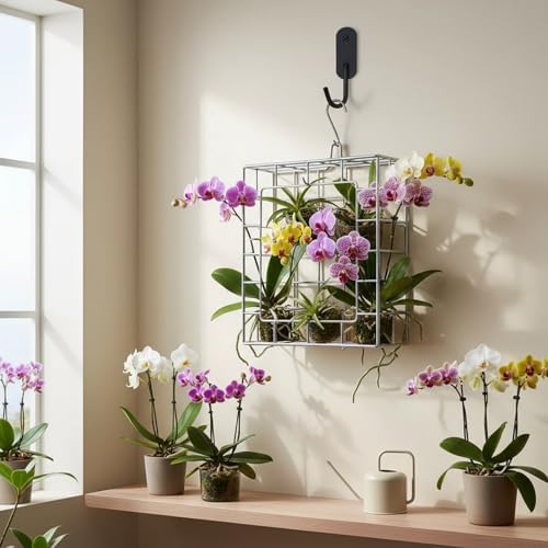 Rustproof Vertical Hanging Basket for Orchids & Outdoor Plants,304 Stainless Steel Staghorn Fern Mounting Frame Kit-Wall Planter Holder Indoor Garden(10.6 * 10.2 * 1.96inch)