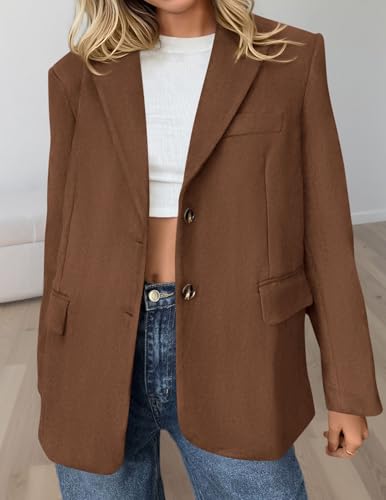 PRETTYGARDEN Blazers for Women Business Casual 2025 Fall Fashion Dressy Oversized Faux Suede Suit Jackets Work Office Clothes2