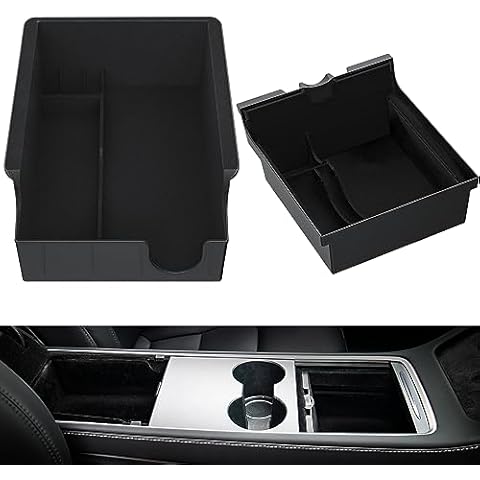 PLDHPRO Console Organizer Tray(2PCS Flocked) Designed for Tesla Model 3/Y with Smooth Slide Technology Drawer Console Cover for Tesla 2021 2022 2023 Cover