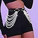 Kesvb Waist Chain Belt Black Leather Belly Chain Belt Fashion Gothic Rave Body Accessories for Women