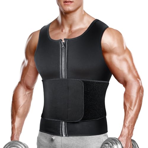 A+ Choice Chaleco de sauna entrenador de cintura para hombre, traje de sauna para hombre, cinturón de sudor doble, moldeador de cuerpo para adelgazar la grasa del vientre, entrenamiento de gimnasio,
