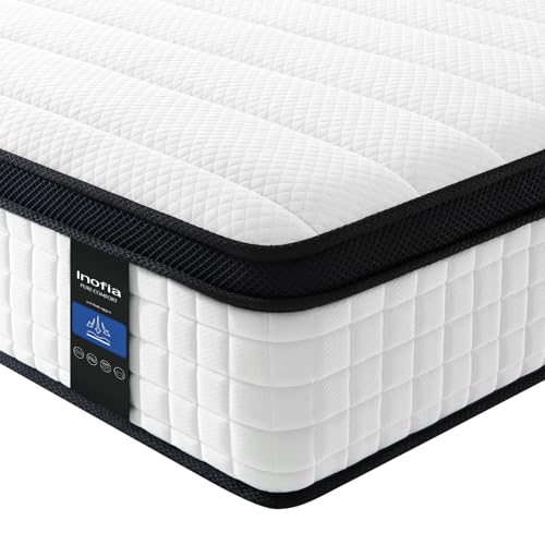 Inofia Colchón individual de espuma viscoelástica de 12 pulgadas, colchón de muelles de 3 pies con innovadora espuma viscoelástica y tela de punto suave, colección Elegant Plus (90 x 190 x 30 cm)