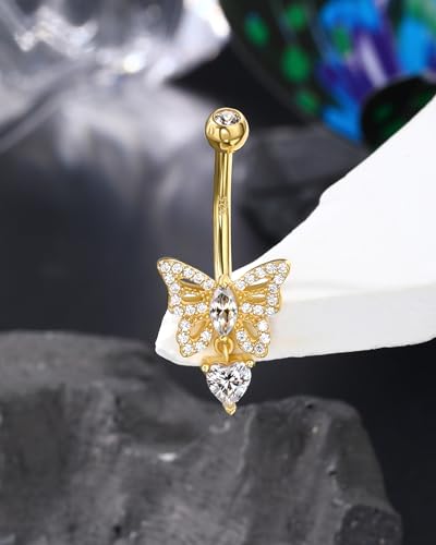 14K Gold Plated Belly Button Rings - 925 Sterling Silver Navel Rings for Women - 14G Belly Piercing Jewelry4