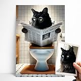 Créez une affiche ou une toile personnalisée avec la tête de votre chat intégrée sur un modèle amusant aux toilettes. Une décoration originale et décalée qui fait sourire à coup sûr.