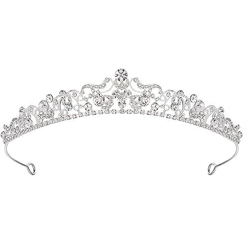 SWEETV Silver Wedding Tiaras and Crowns, Rhinestone Bridal Crown Princess Tiara Headpieces for Women and Flower Girls, Bridgerton Hair Accessories for Birthday Prom Quinceanera Cover