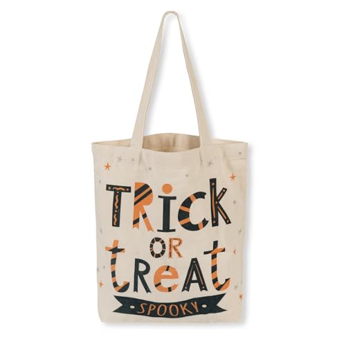 ATFUNSHOP 13.8 Large Halloween Tote Bag Trick or Treat Canvas Reusable Large Bucket for Kids
