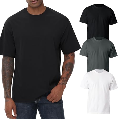 Image of KEEPSHOWING Mens Oversized T-Shirts, Cotton Loose Fit Crewneck Short Sleeve Casual Tees Workout Gym Basic Tops