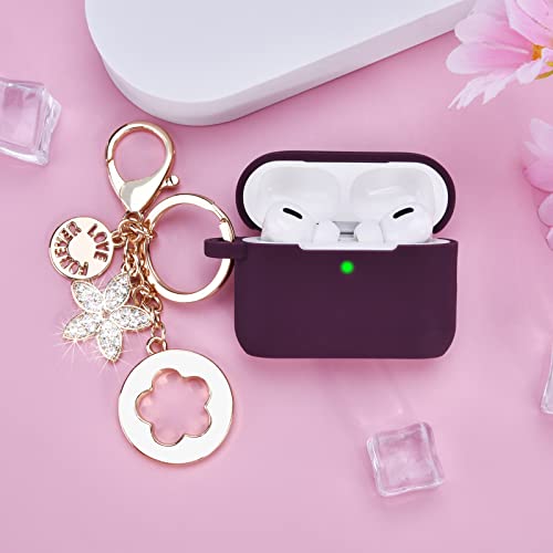 Image of Case for Airpods Pro 1st 2nd Generation - VISOOM Airpods Pro 1 /2 Cases Cover Women Silicone iPod Pro 2 Earbuds Wireless Charging Case Girl Bling Keychain for Apple Airpod Gen Pro 2