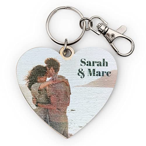 Wanapix | Llavero Personalizable con Forma de Corazón Madera | Llavero Personalizable con Fotos y Texto | Forma de Corazón| Personalizable 1 Cara | 6,5 x 6 cm