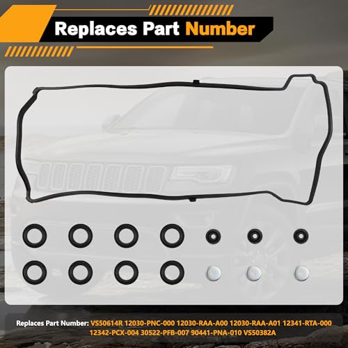 Image of Valve Cover Gasket set VS50614R Compatible with Honda Accord /Civic /CR-V /Element /Crosstour 2003-2015, Compatible with Acura RDX, RSX, TSX 2.0L 2.3L 2.4L 12341-R40-A00