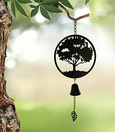 Tree Windchime With Bell - Tree Of Life Family Oak Maple Hanging Décor Memorial Wind Chime, Rustic Brown #TOP1