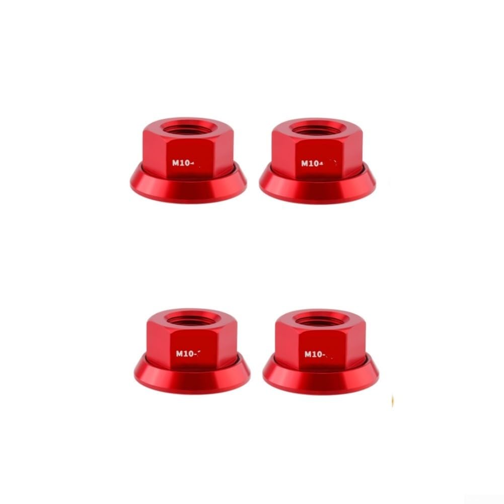 4PCS M10 Bicycle Hub Nuts 7075 Aluminum Alloy Lightweight Strong Precision Fit Wheel Axle Bolts for Folding Fixie Bikes Multiple Colors Available(4PCS red)