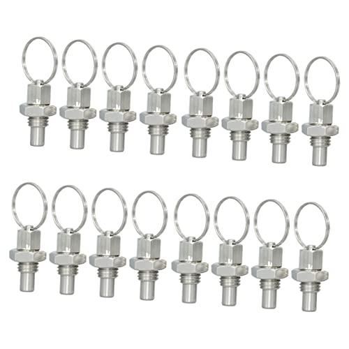 VILLCASE 16 pcs spring pull ring threaded spring plunger spring loaded plunger Stubby Hand plunger indexing pin locking indexing plunger safety pin Stainless steel spring buckle manual