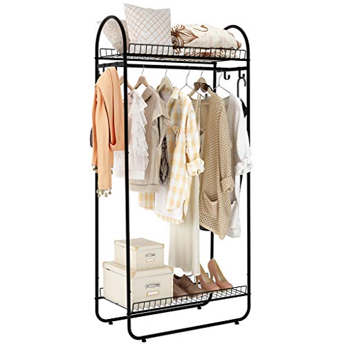LANGRIA Compact Free-Standing Garment Rack Made of Sturdy Iron with Spacious Storage Space