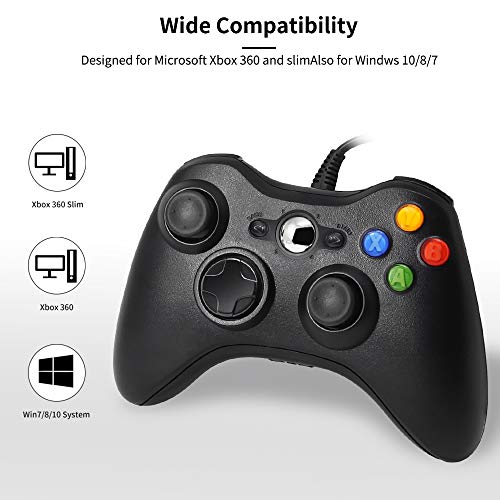 Funcilit Xbox 360 Wired Controller for Windows & Xbox 360 Console Black