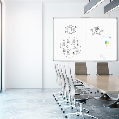 Lockways Large Magnetic Dry Erase Board 48" x 36", Foldable Wall Mounted Whiteboard| White Board with Pen Tray for Business,Team,Home Office,Home Education and Classroom