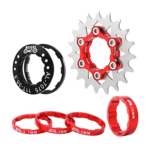 バイク 19T シングルスピード カセットスペーサー フリーホイールハブアクセサリー 赤色