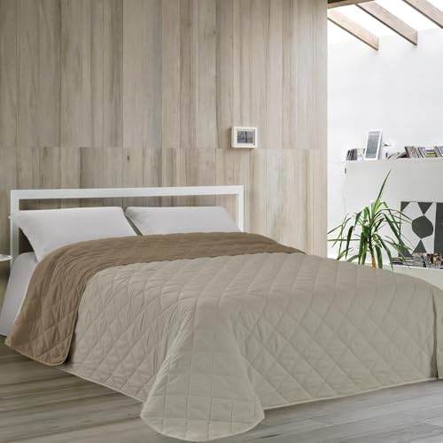 Dorian Home - Trapuntino Leggero Matrimoniale 270x260 Double Face, Copriletto Estivo e Autunnale Trapuntato 100% Microfibra Anallergica 4 Stagioni, Trapunta Primaverile Mezza Stagione Morbida Bicolore