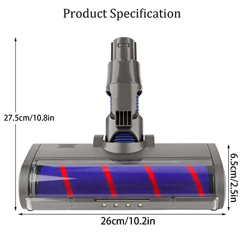Replacement Soft Roller Cleaner Head Compatible With Dyson V6 Animal, V6 Fluffy, Dc58, Dc59, Dc61, Dc62, Dc74 Cordless Vacuum Cleaner, Hard Floor Attachment With Headlights #TOP1
