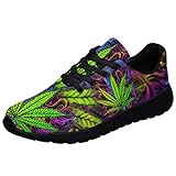 Marijuana Weed Leaf Shoes,Mens Womens Personalited Trail Running Sneakers Cannabis Leaf Walking Tennis Shoes Black Size 5