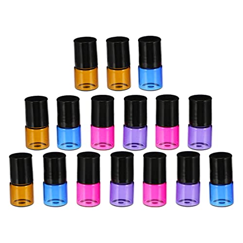 Lurrose Frasco de perfume de vidro recarregável, 16 peças, 2 ml, tubo de rolo de óleo essencial, líq