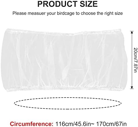 Kettion Bird Cage Seed Catcher, Adjustable Nylon Mesh Net Cover, Soft Airy Cage Net Stretchy Skirt for Parrot Round Square Cages (M: 116-170cm, White)