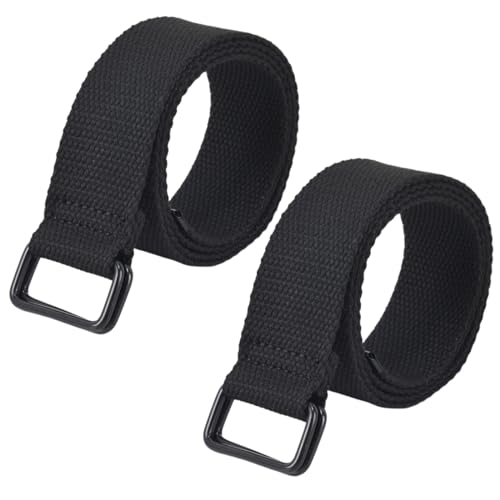 Web Belt 2Pcs - 51.18inch Casual Double Ring Cloth Belt with Double D-ring