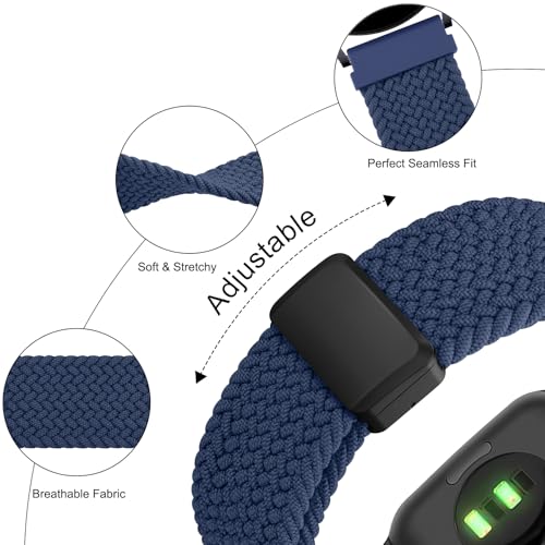 Image of Tobfit Soft Magnet Nylon Watch Strap Compatible for Samsung Galaxy Watch 4 /4 Classic (Watch Not Included), 20mm Smartwatch Nylon Single Loop Woven Band Straps for Men & Women (Dark Blue)