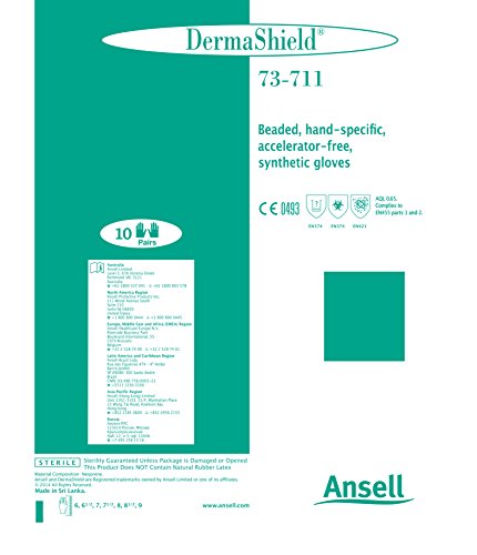Ansell Dermashield 73-711 Neoprenhandschuhe, Chemikalien- und Flüssigkeitsschutz, Grün, Größe 7 (10 Paar)