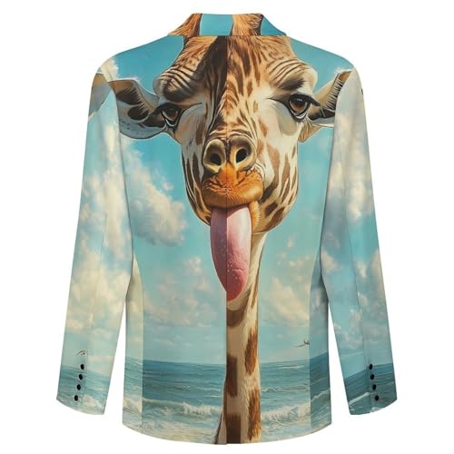 Funny Giraffe Men's Blazer Printed Button Suit Jacket Slim Sport Coat Blazers4