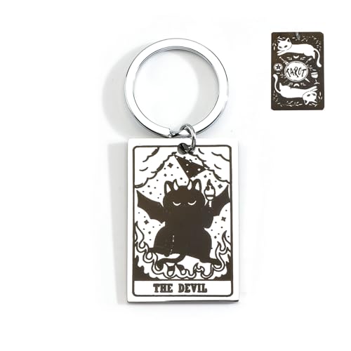 SHTALHST Tarot Keychain Black Cat Keychain Spooky Gifts for Women