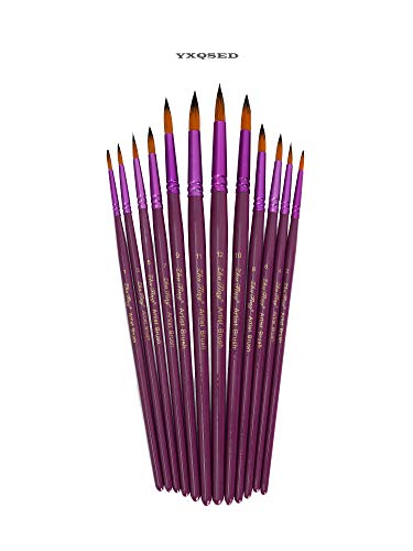 YXQSED-12 Pieces Paint Brush Set Quality Artist Paint Brushes Artist Brushes for Acrylic Oil Watercolor Gouache Face Painting, Purple