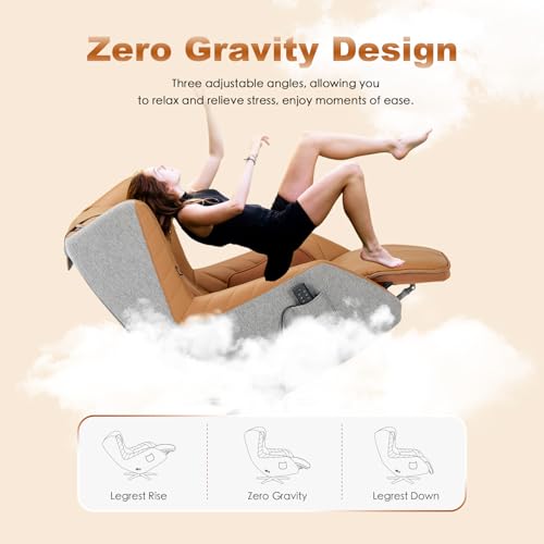 COLAMY Zero-Gravity Massage Chair | Massage and Leisure Dual-Use Chair,360° Swivel,Heat, Low-Noise 3D Bluetooth Speaker,Living Room(Brown - Image 6